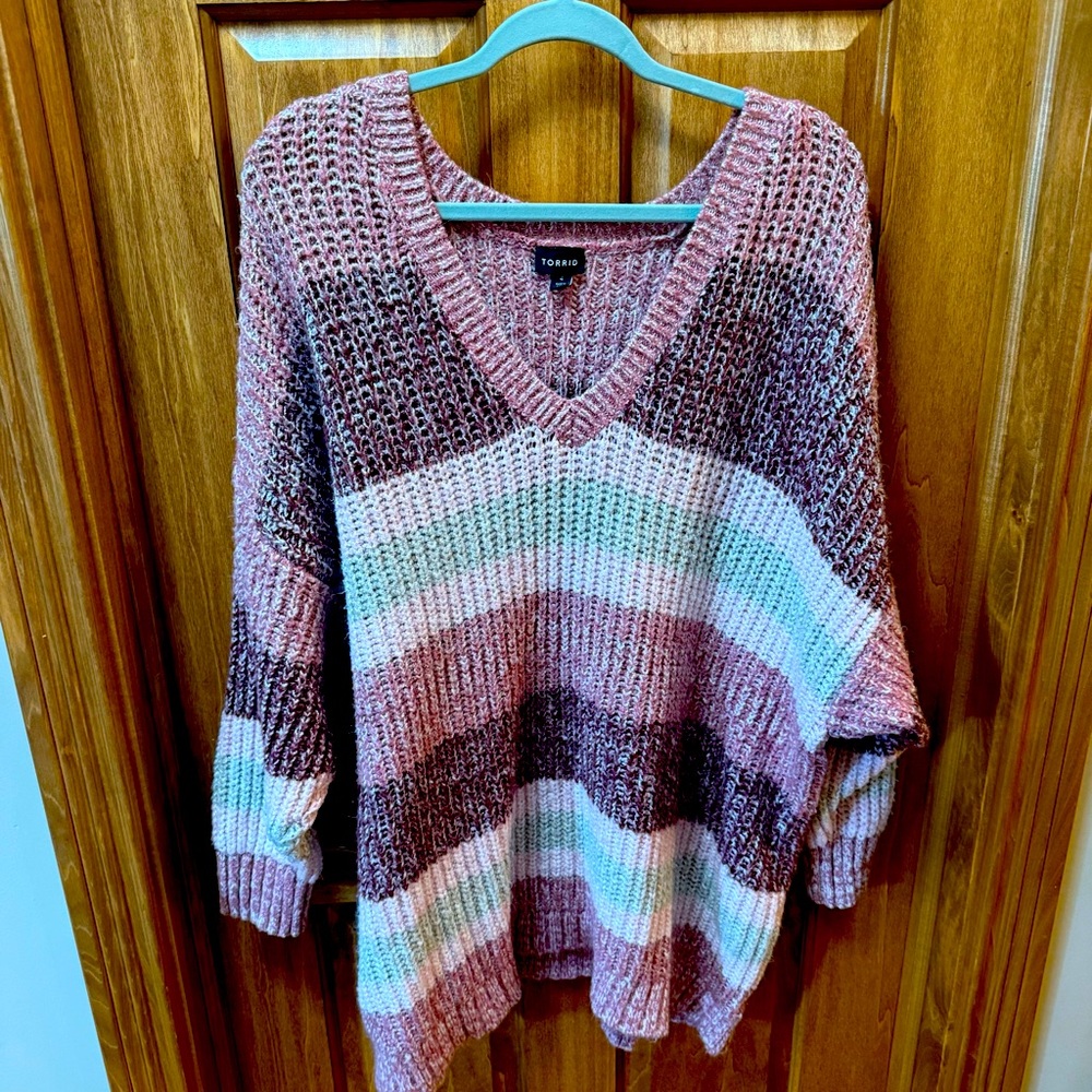 Torrid Women's Striped Sweater - Pink and Purple 4